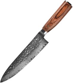 Damascus Steel Chopping Knife Kitchen Knife With Wooden Handle