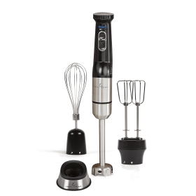 Emeril Lagass Blender & Beyond Plus Cordless Rechargeable Immersion Blender with Variable Speed, Double Beater, Black with Stainless Steel