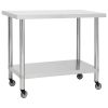 Kitchen Work Table with Wheels 31.5"x23.6"x33.5" Stainless Steel