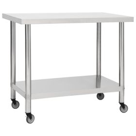 Kitchen Work Table with Wheels 31.5"x23.6"x33.5" Stainless Steel