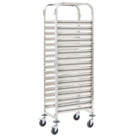 Kitchen Trolley for 16 Trays 15"x21.7"x64.2" Stainless Steel