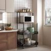 Four layer kitchen baker rack, vertical microwave oven rack, kitchen storage rack with wheels, suitable for kitchens and restaurants