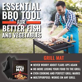 Non-stick BBQ Grill Mat 40*33cm Baking Mat Barbecue Tools Cooking Grilling Sheet Heat Resistance Easily Cleaned Kitchen BBQ Tool
