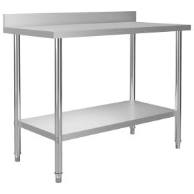 Kitchen Work Table with Backsplash 47.2"x23.6"x36.6" Stainless Steel