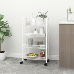 4-Tier Kitchen Trolley White 18.1"x10.2"x33.5" Iron