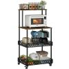 Four layer kitchen baker rack, vertical microwave oven rack, kitchen storage rack with wheels, suitable for kitchens and restaurants