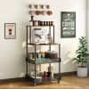 Four layer kitchen baker rack, vertical microwave oven rack, kitchen storage rack with wheels, suitable for kitchens and restaurants