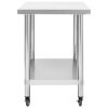 Kitchen Work Table with Wheels 31.5"x23.6"x33.5" Stainless Steel