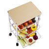 Kitchen Storage Rolling Cart;  Kitchen Cart with Lockable Wheels;  4 Tier Metal Wire Basket Shelf Rolling Storage Cart White