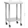 Kitchen Work Table with Wheels 23.6"x23.6"x33.5" Stainless Steel