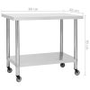 Kitchen Work Table with Wheels 31.5"x23.6"x33.5" Stainless Steel