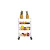 Kitchen Storage Rolling Cart;  Kitchen Cart with Lockable Wheels;  4 Tier Metal Wire Basket Shelf Rolling Storage Cart White