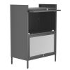 Bakers Rack with Cabinet,Bread Rack Coffee Station Microwaves Rack Storage Rack,3 Tier Kitchen Organizer Shelf for Dishes,Wine,Pots and Pans (Black)