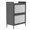 Bakers Rack with Cabinet,Bread Rack Coffee Station Microwaves Rack Storage Rack,3 Tier Kitchen Organizer Shelf for Dishes,Wine,Pots and Pans (Black)