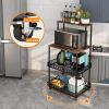 Four layer kitchen baker rack, vertical microwave oven rack, kitchen storage rack with wheels, suitable for kitchens and restaurants