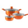 Kitchen Cookware Set, 6 PCS Nonstick Cookware and Pan Set, Kitchen Cookware Set, Frying Pan, Stock Pot, Milk Pan Orange