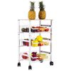Kitchen Storage Rolling Cart;  Kitchen Cart with Lockable Wheels;  4 Tier Metal Wire Basket Shelf Rolling Storage Cart White