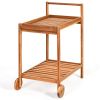 2-Tier Rolling Kitchen Island Serving Cart with Legs and Handle