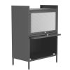 Bakers Rack with Cabinet,Bread Rack Coffee Station Microwaves Rack Storage Rack,3 Tier Kitchen Organizer Shelf for Dishes,Wine,Pots and Pans (Black)
