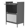 Bakers Rack with Cabinet,Bread Rack Coffee Station Microwaves Rack Storage Rack,3 Tier Kitchen Organizer Shelf for Dishes,Wine,Pots and Pans (Black)