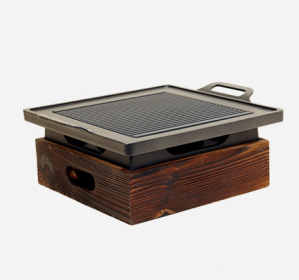Wooden Seat Korean Style Grill Pan Grill Household Smokeless (Option: D)