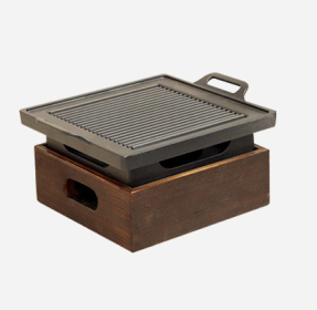 Wooden Seat Korean Style Grill Pan Grill Household Smokeless (Option: B)