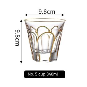 European Golden Rim Glass Drawing Golden Line (Option: Gold Painting No 5 Cup 340ml)