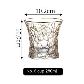 European Golden Rim Glass Drawing Golden Line (Option: Gold Painting No 6 Cup 280ml)