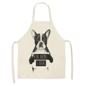 Cartoon Cute Dog Printed Cotton And Linen Apron Kitchen Home Cleaning Parent-child Sleeveless Coverall Generation Hair (Option: W 1402-47x38cm)