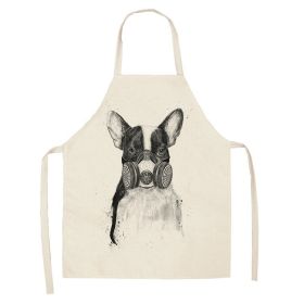 Cartoon Cute Dog Printed Cotton And Linen Apron Kitchen Home Cleaning Parent-child Sleeveless Coverall Generation Hair (Option: W 1406-47x38cm)