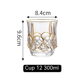 European Golden Rim Glass Drawing Golden Line (Option: Gold Painting No 12 Cup 300ml)