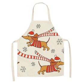 Cartoon Cute Dog Printed Cotton And Linen Apron Kitchen Home Cleaning Parent-child Sleeveless Coverall Generation Hair (Option: W 14010-47x38cm)