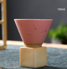 Japanese Style Coarse Pottery Mug Cross-border Hot Drink Retro Creative Hand-pulled Glaze Latte Art Coffee Ceramic Cup (Option: Medium Funnel Cup Pink-101 200ml)