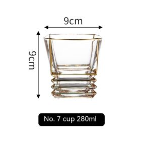 European Golden Rim Glass Drawing Golden Line (Option: Gold Painting 7 No 280ml Cup)
