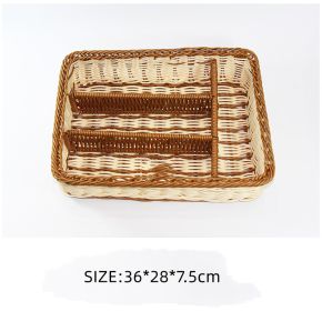 Rattan Woven Tableware Storage Knife Fork Chopsticks Basket (Option: Beige Brown-81025)