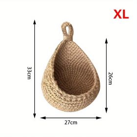 1pc Wall Hanging Basket, Bohemian Style Woven Basket, Creative Teardrop Shape Suitable For Vegetables And Fruits, Kitchen Storage Basket (model: XL)