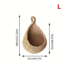 1pc Wall Hanging Basket, Bohemian Style Woven Basket, Creative Teardrop Shape Suitable For Vegetables And Fruits, Kitchen Storage Basket (model: L)