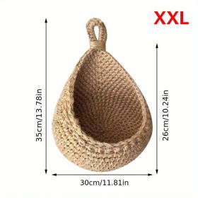1pc Wall Hanging Basket, Bohemian Style Woven Basket, Creative Teardrop Shape Suitable For Vegetables And Fruits, Kitchen Storage Basket (model: 2XL)