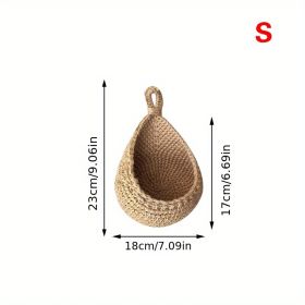 1pc Wall Hanging Basket, Bohemian Style Woven Basket, Creative Teardrop Shape Suitable For Vegetables And Fruits, Kitchen Storage Basket (model: S)