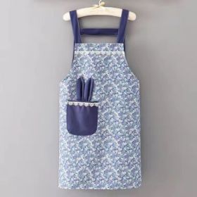 1pc Polyester Cotton Apron, Cute Rabbit Ears Apron, Adjustable Strap And Large Pockets Apron, Kitchen Cooking Baking Bib Apron, Chef Apron (Color: Blue)