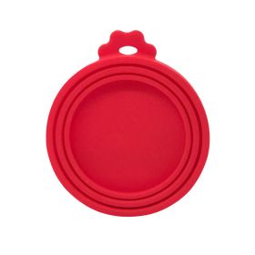 1pc 3 In 1 Reusable Food Storage Keep Fresh Tin Cover Cans Cap Pet Can Box Cover Silicone Can Lid Hot Kitchen Supply Mould Proof Hot (Color: Red)