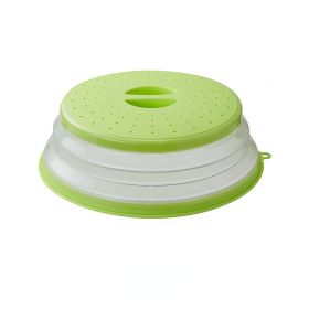 1pc Microwave Splatter Cover; Heating Folding Cover; Silicone Fresh-keeping Cover; Oil-proof Splash-proof Cover With Hook Cooking Lid (Color: Green)