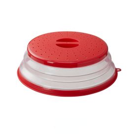 1pc Microwave Splatter Cover; Heating Folding Cover; Silicone Fresh-keeping Cover; Oil-proof Splash-proof Cover With Hook Cooking Lid (Color: Red)