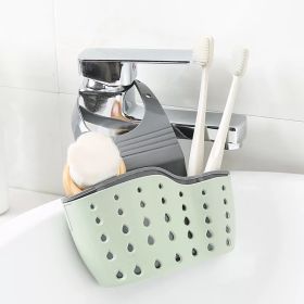 1 Pc Sink Sponge Rack; Sink Organizer Silicone Storage Box; Hangable Multifunctional Drainage Adjustable Shoulder Strap; Sponge Rack (Color: Green)