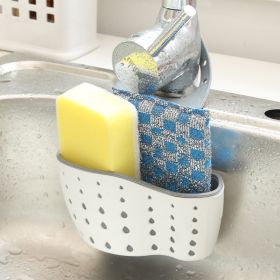 1 Pc Sink Sponge Rack; Sink Organizer Silicone Storage Box; Hangable Multifunctional Drainage Adjustable Shoulder Strap; Sponge Rack (Color: Beige Color)