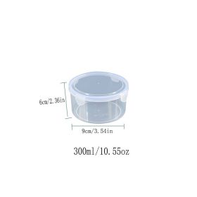 1/4pcs Multi-functional Airtight Plastic Storage Box; Refrigerator Storage Bowl; Microwave Heating Lunch Box; Food Storage Box; Airtight Box (size: Round 300ml)