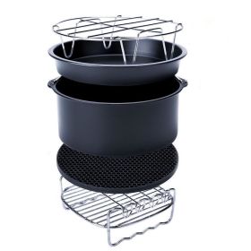 Kitchen Cooking Tool 10Pcs Accessory Baking Basket Pizza Plate Grill Pot For Airfryer 3.2-5.8QT (Color: Black)