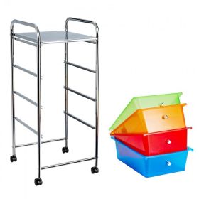 4-Drawer Cart Storage Bin Organizer Rolling with Plastic Drawers (Color: Transparent Multicolor)