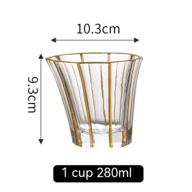 European Golden Rim Glass Drawing Golden Line (Option: Gold Painting No 10 Cup 280ml)