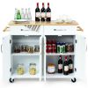 Rolling Kitchen Island Cart with Rubber Wood Top and Smooth Lockable Wheels